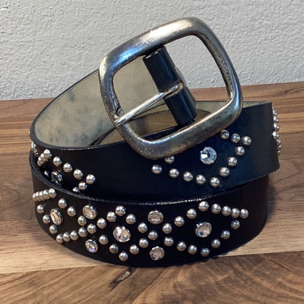 Leatherock Black Belt with Silver Accents